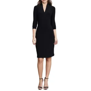 Norma Kamali Long Sleeve Side Draped Faux Wrap Dress in black
