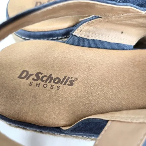 NWOB Dr. Scholl's Ember Blue Criss Cross Platform Woven Wedge Comfort Sandals