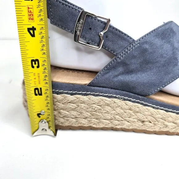 NWOB Dr. Scholl's Ember Blue Criss Cross Platform Woven Wedge Comfort Sandals