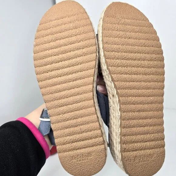 NWOB Dr. Scholl's Ember Blue Criss Cross Platform Woven Wedge Comfort Sandals