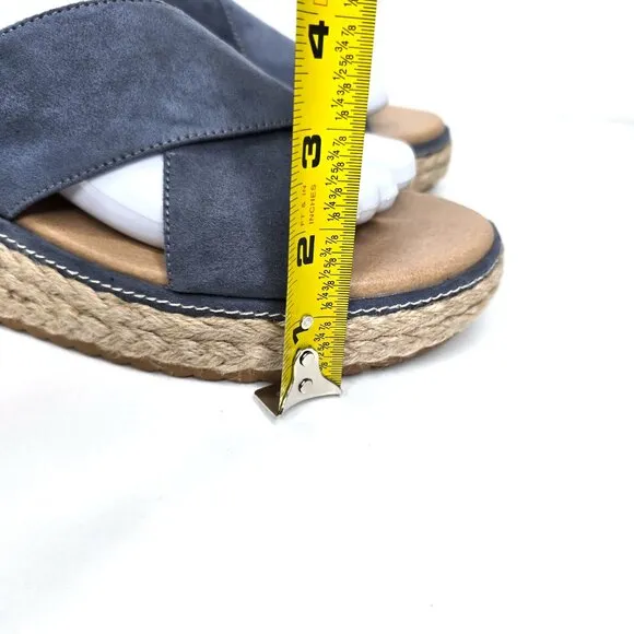 NWOB Dr. Scholl's Ember Blue Criss Cross Platform Woven Wedge Comfort Sandals