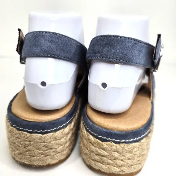 NWOB Dr. Scholl's Ember Blue Criss Cross Platform Woven Wedge Comfort Sandals