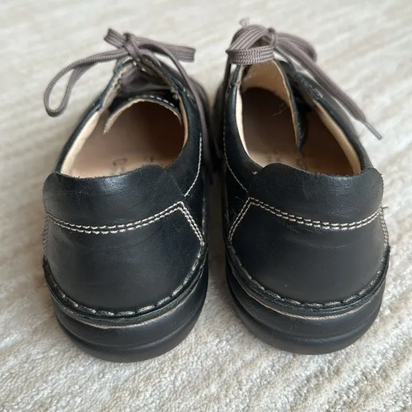 NWOB Finn Comfort Lexington, Black Plissee Leather Shoe Lace-Up Sz EU 37 US 6.5