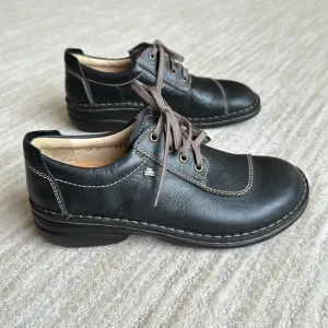 NWOB Finn Comfort Lexington, Black Plissee Leather Shoe Lace-Up Sz EU 37 US 6.5