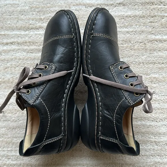 NWOB Finn Comfort Lexington, Black Plissee Leather Shoe Lace-Up Sz EU 37 US 6.5