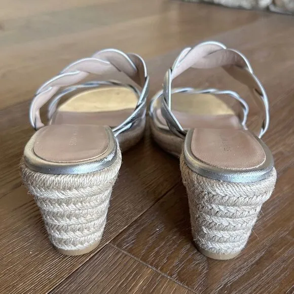 NWOB Stuart Weitzman Twisted Espadrille Slide Sandals In Platino