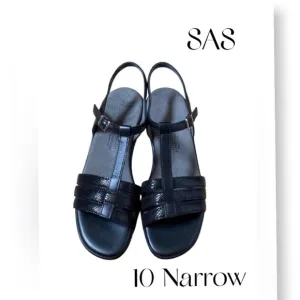 NWOT SAS CAPRI TRIPAD COMFORT SANDAL Snake black size 10 NARROW A7556794 BLK