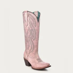 NWT Corral Women’s Embroidery Tall Snip Toe Cowboy Boots Light Pink in size 5.5