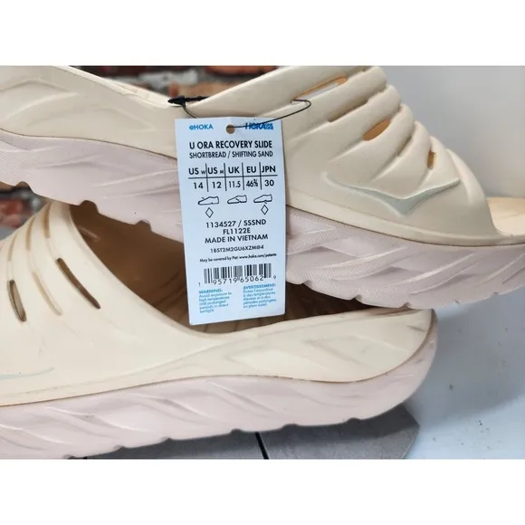 NWT Hoka One Ora Recovery Slide 2 Vanilla Cream Slip On Sandals Mens Sz 12