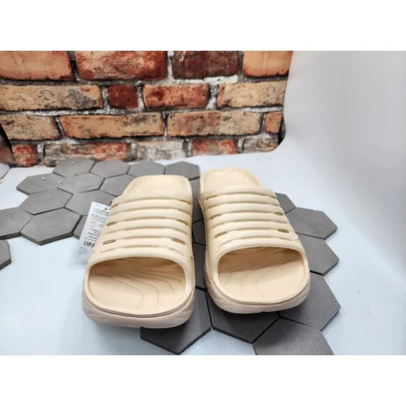 NWT Hoka One Ora Recovery Slide 2 Vanilla Cream Slip On Sandals Mens Sz 12