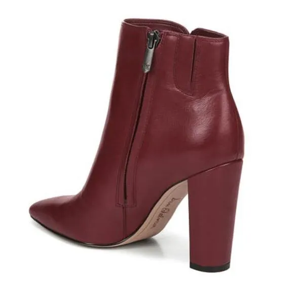 NWT Sam Edelman Women's Leather Raelle Block Heel Pointed Toe Bootie