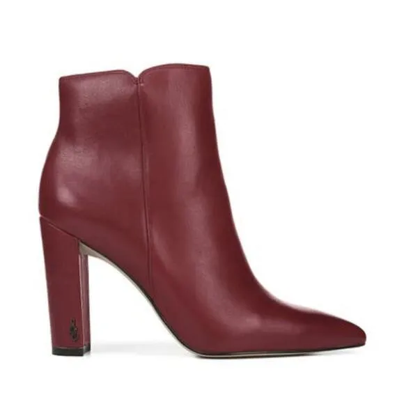 NWT Sam Edelman Women's Leather Raelle Block Heel Pointed Toe Bootie