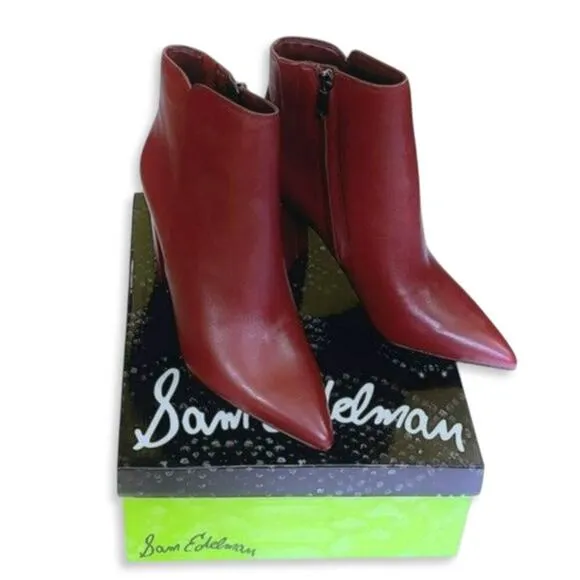NWT Sam Edelman Women's Leather Raelle Block Heel Pointed Toe Bootie