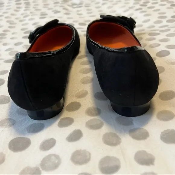 NWT Via Spiga Deandra Black Suede Buckle Pointy Toe Shoes Size 5.5