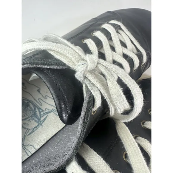 Olukai Kahu Eono Black Leather Shoes Lace Up Drop in Heel Sneakers Men's Size 10