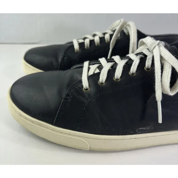 Olukai Kahu Eono Black Leather Shoes Lace Up Drop in Heel Sneakers Men's Size 10