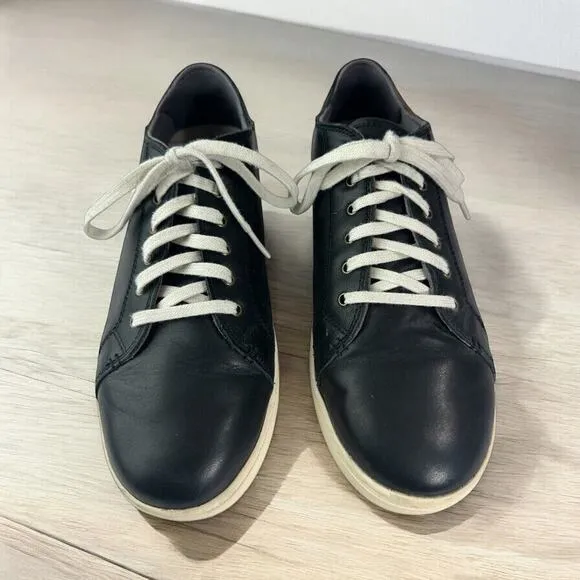 Olukai Kahu Eono Black Leather Shoes Lace Up Drop in Heel Sneakers Men's Size 10
