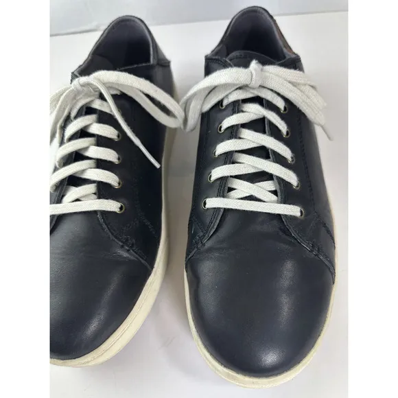 Olukai Kahu Eono Black Leather Shoes Lace Up Drop in Heel Sneakers Men's Size 10
