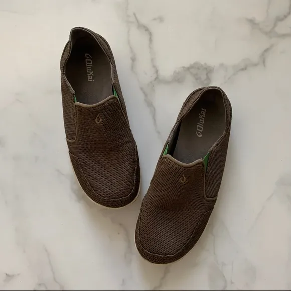 Olukai mens Nohea mesh slip on shoes in Mustang Brown Size 9
