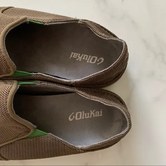 Olukai mens Nohea mesh slip on shoes in Mustang Brown Size 9