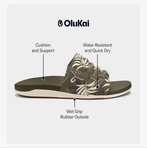 OluKai NEW Mens Maha 'Olu Slides Sandals