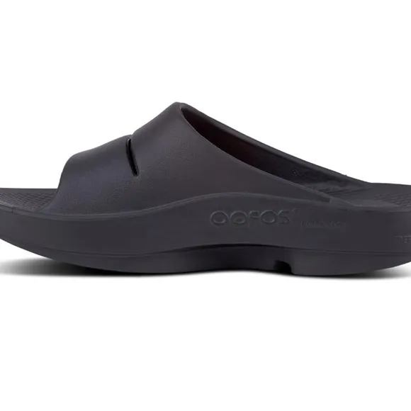 Oofos Black Slide Sandals Size Men's 8 Womens 10
