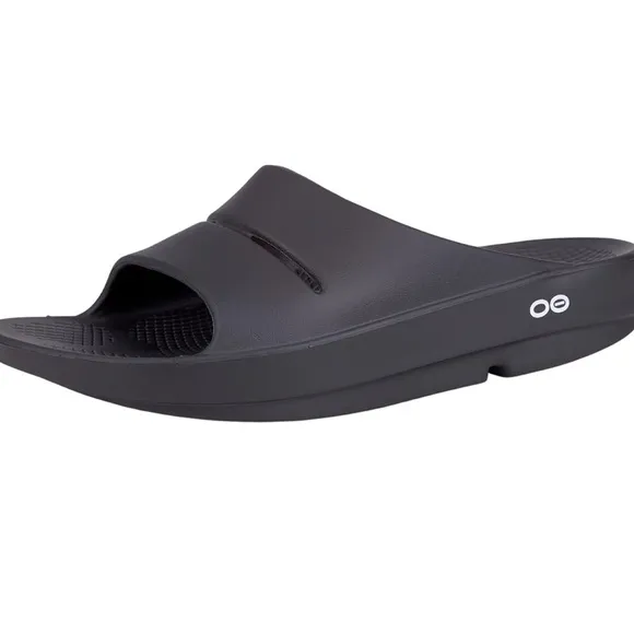Oofos Black Slide Sandals Size Men's 8 Womens 10