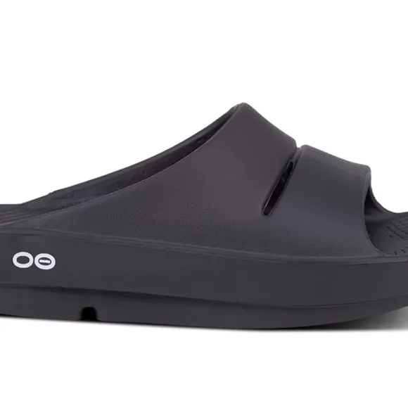 Oofos Black Slide Sandals Size Men's 8 Womens 10