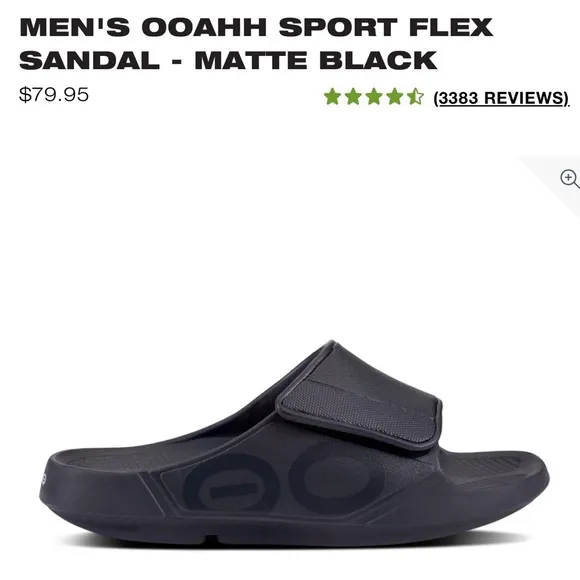 OOFOS Men’s 11/Women’s 13 OOAH Sport Flex Black Slide Sandals