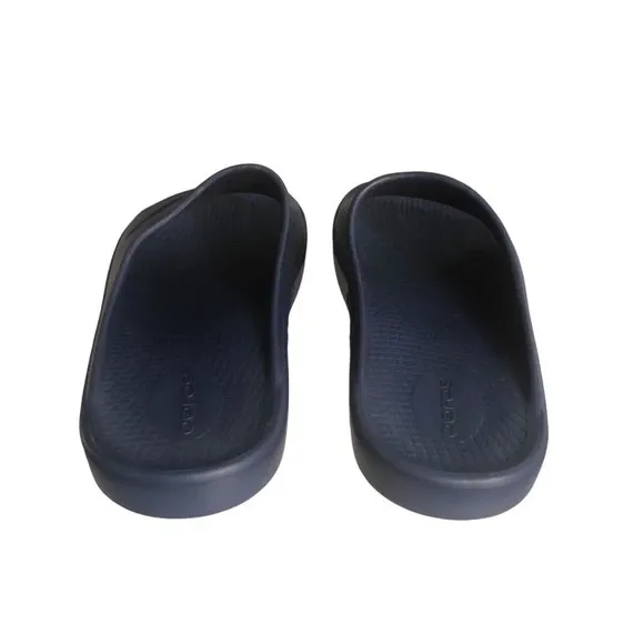 OOFOS OOAH &quot;Luxe&quot; Unisex Sz M9/W11 Navy Comfort Slip On Recovery Slides Sandals