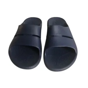 OOFOS OOAH &quot;Luxe&quot; Unisex Sz M9/W11 Navy Comfort Slip On Recovery Slides Sandals