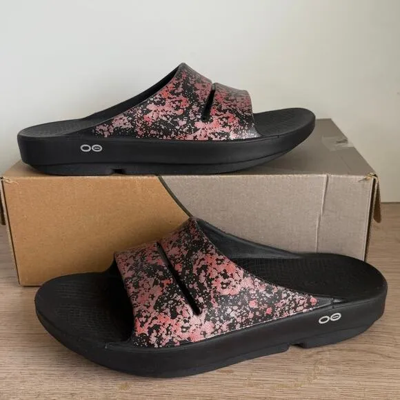 Oofos OOahh Limited ‘Bellini Splash’ Women Recovery Sandals Slides- M 9- W 11