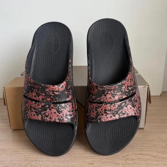 Oofos OOahh Limited ‘Bellini Splash’ Women Recovery Sandals Slides- M 9- W 11
