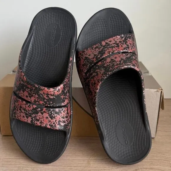 Oofos OOahh Limited ‘Bellini Splash’ Women Recovery Sandals Slides- M 9- W 11