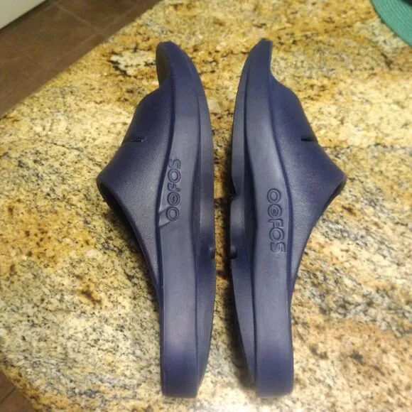 OOFOS OOahh Luxe Women's Sport Slide Recovery Comfort Sandals Blue Size W13/M11