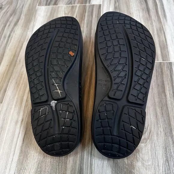 Oofos Ooahh Men's 13 Recovery Slip On Slide Sandals Black Travel Comfort