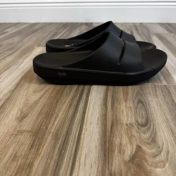 Oofos Ooahh Men's 13 Recovery Slip On Slide Sandals Black Travel Comfort