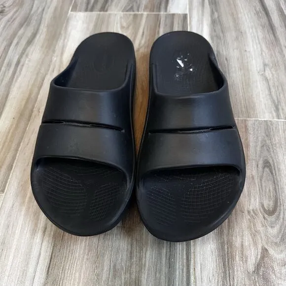 Oofos Ooahh Men's 13 Recovery Slip On Slide Sandals Black Travel Comfort