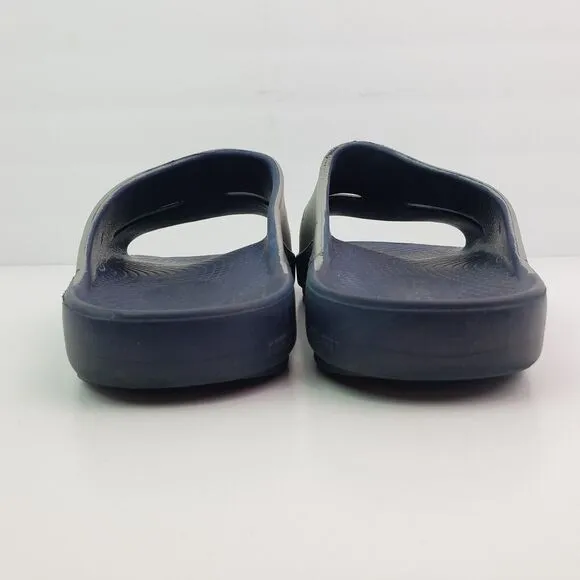 Oofos Ooahh Mens Sz 8 Womens Sz 10 Navy Blue Gray Slip On Recovery Slide Sandals