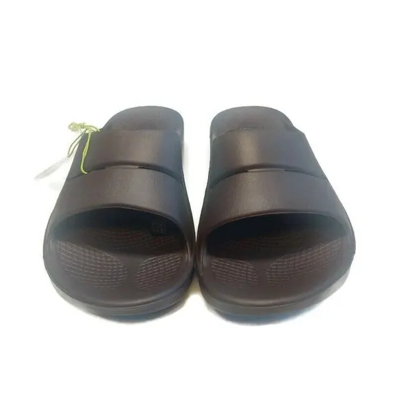 OOFOS Ooahh Recovery Slide Mens Size 11 Womens Size 13 Pool Sandal Mocha Brown