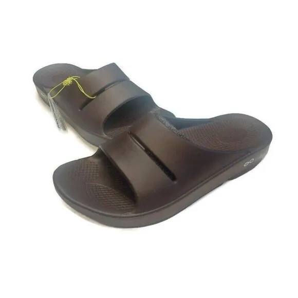 OOFOS Ooahh Recovery Slide Mens Size 11 Womens Size 13 Pool Sandal Mocha Brown
