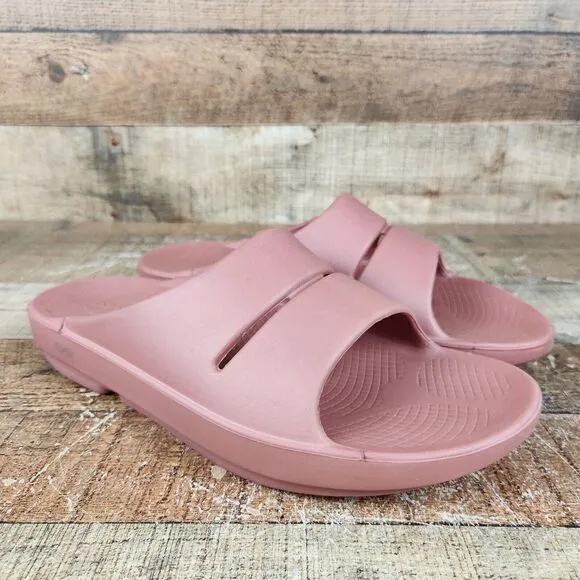 OOfos OOahh Recovery Slide Nomad Men's Size 12 EU 45 Pink Comfort Casual Sandals