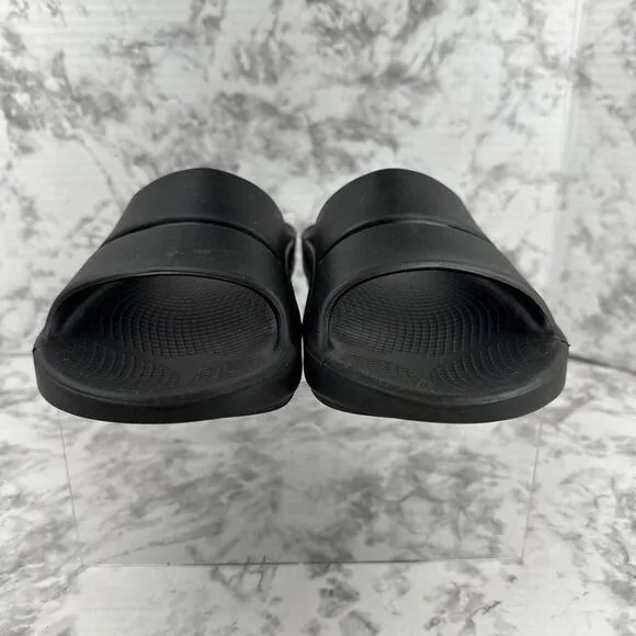 Oofos Ooahh Recovery Slide Sandals Size M 9 W 11 Solid Black Rubber Slip On