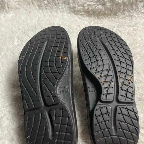 OOFOS OOahh Recovery Slides Sport Flex Black Sandals M SZ9 W SZ11
