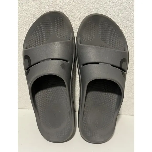 OOFOS OOahh Recovery Slip On Sandals Unisex Mens Sz 11 Womens Sz 13 Gray GUC