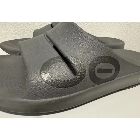 OOFOS OOahh Recovery Slip On Sandals Unisex Mens Sz 11 Womens Sz 13 Gray GUC