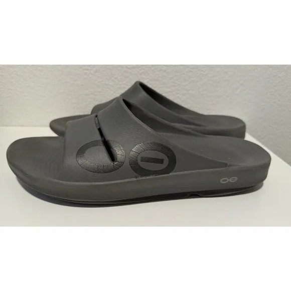 OOFOS OOahh Recovery Slip On Sandals Unisex Mens Sz 11 Womens Sz 13 Gray GUC