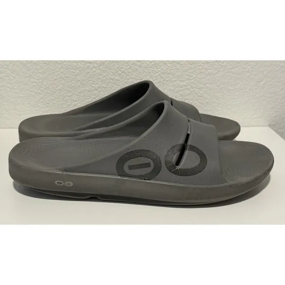 OOFOS OOahh Recovery Slip On Sandals Unisex Mens Sz 11 Womens Sz 13 Gray GUC