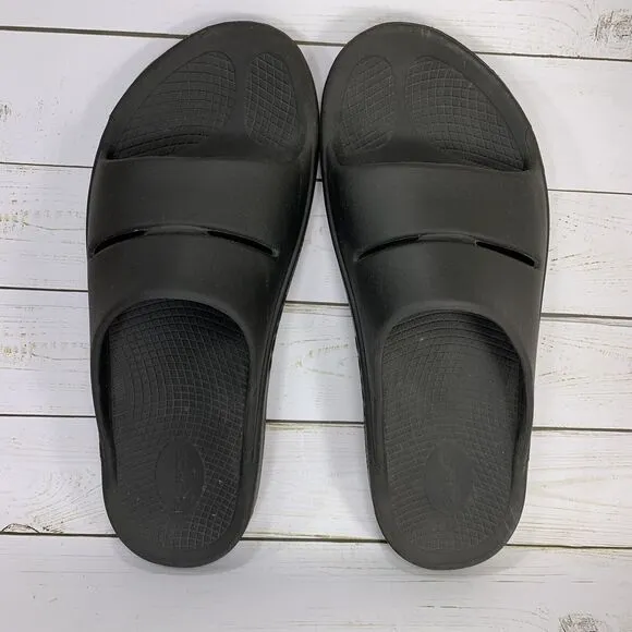 Oofos Ooahh Sandals Slides Mens Size 13 Black Comfort Recovery