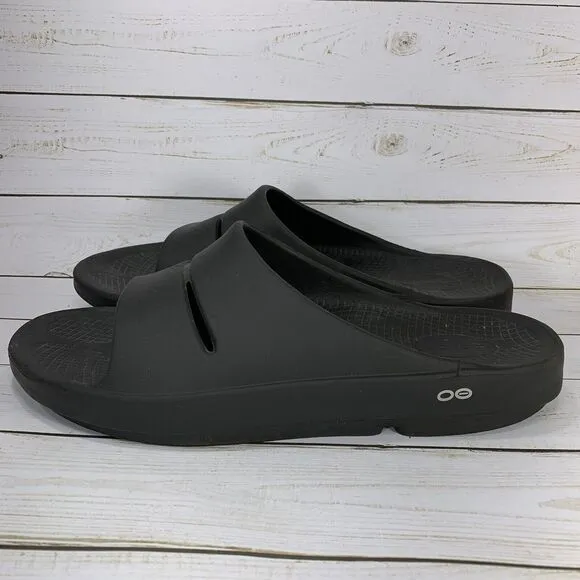 Oofos Ooahh Sandals Slides Mens Size 13 Black Comfort Recovery